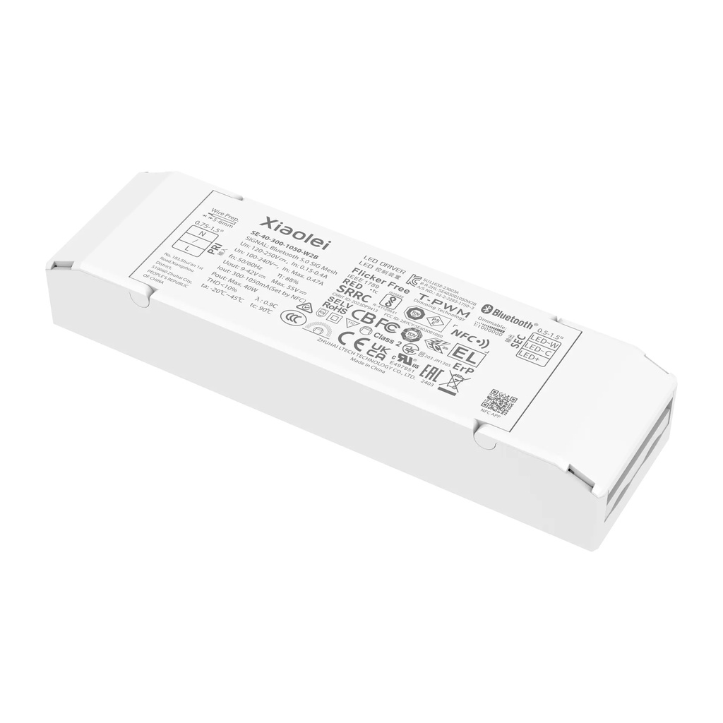 [2110902] LTECH Xiaolei Driver CC BLE 5.0 2CH 300-1050mA 40W - SE-40-300-1050-W2B