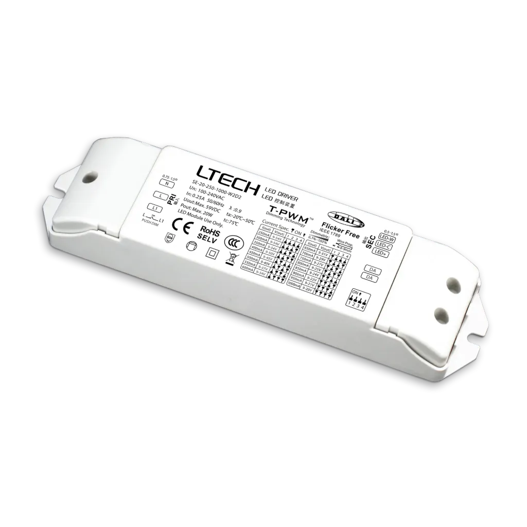 LTECH DALI CT Driver 250-1000mA 20W - SE-20-250-1000-W2D2