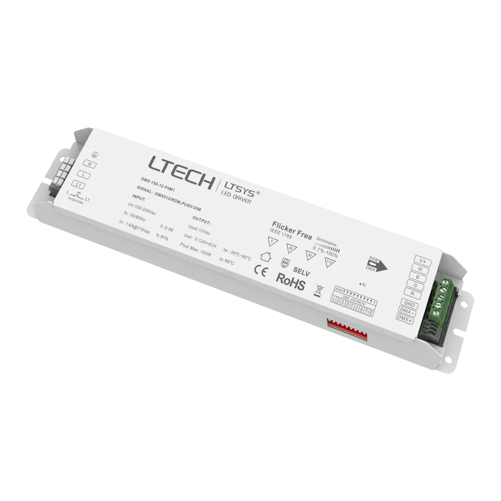 LTECH DMX LED Driver 150W 12V 4x3.12A - DMX-150-12-F4M1