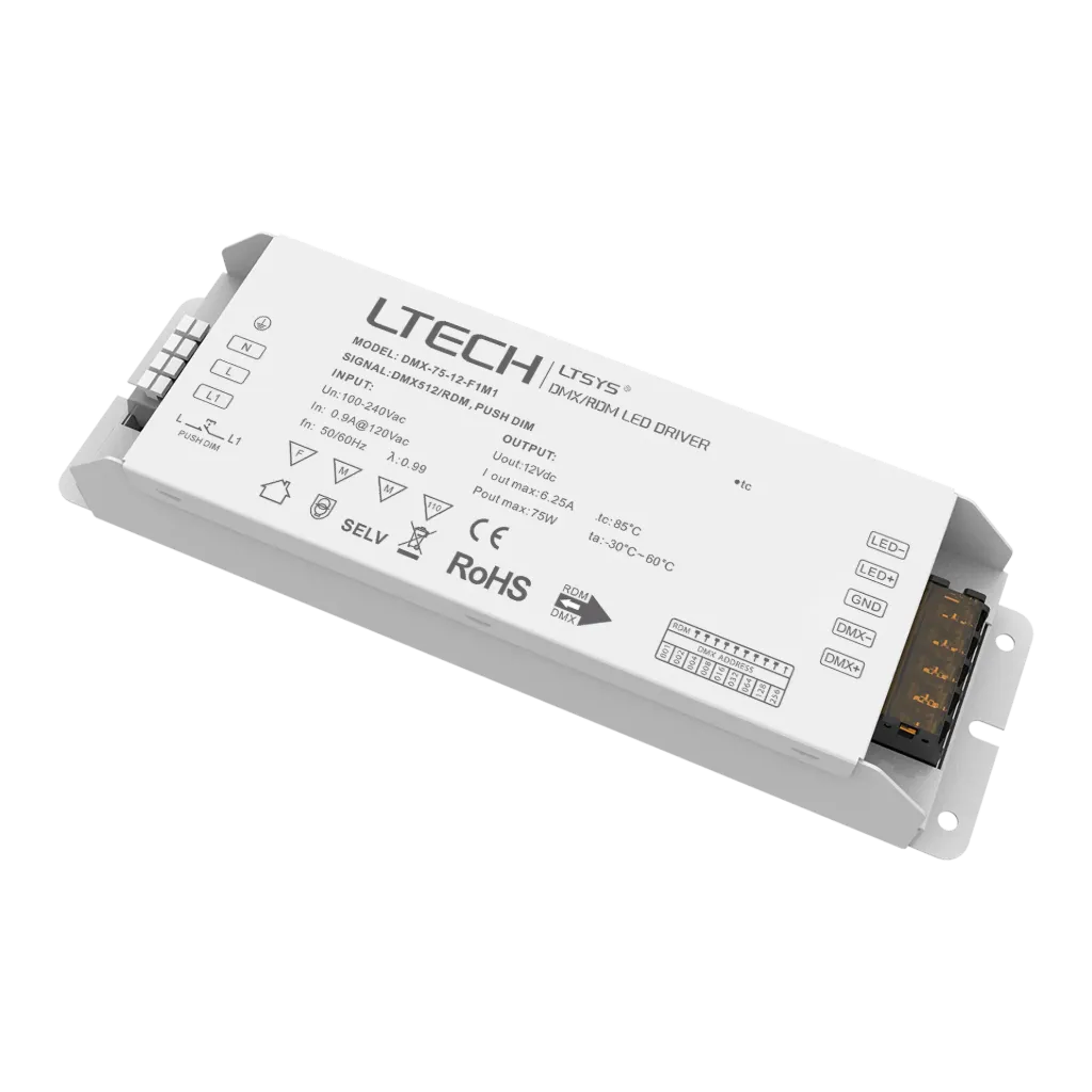 LTECH DMX LED Driver 75W 12V - DMX-75-12-F1M1