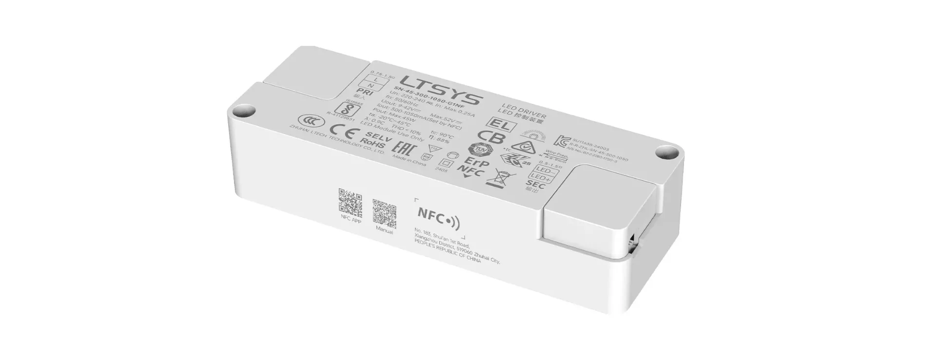 LTECH Non-dimmable LED Driver 350-1050mA 45W - SN-45-300-1050-G1NF