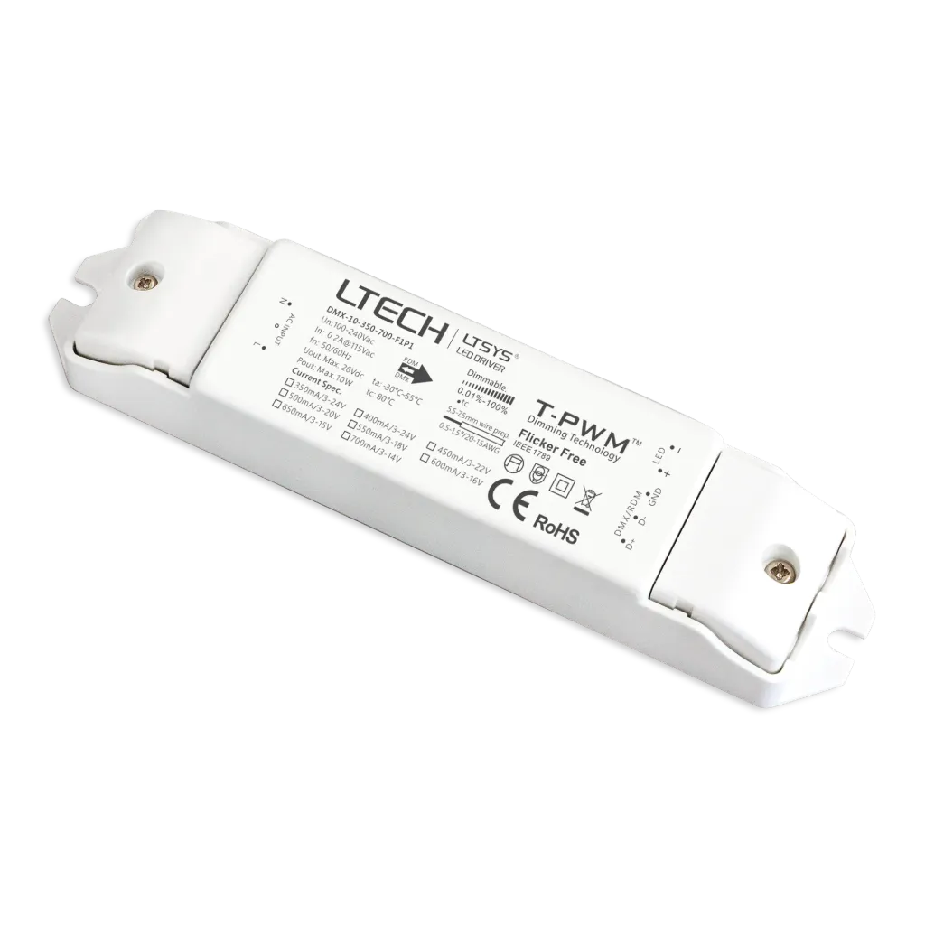 LTECH LED Driver DMX 700mA 10W - DMX-10-350-700-F1P1