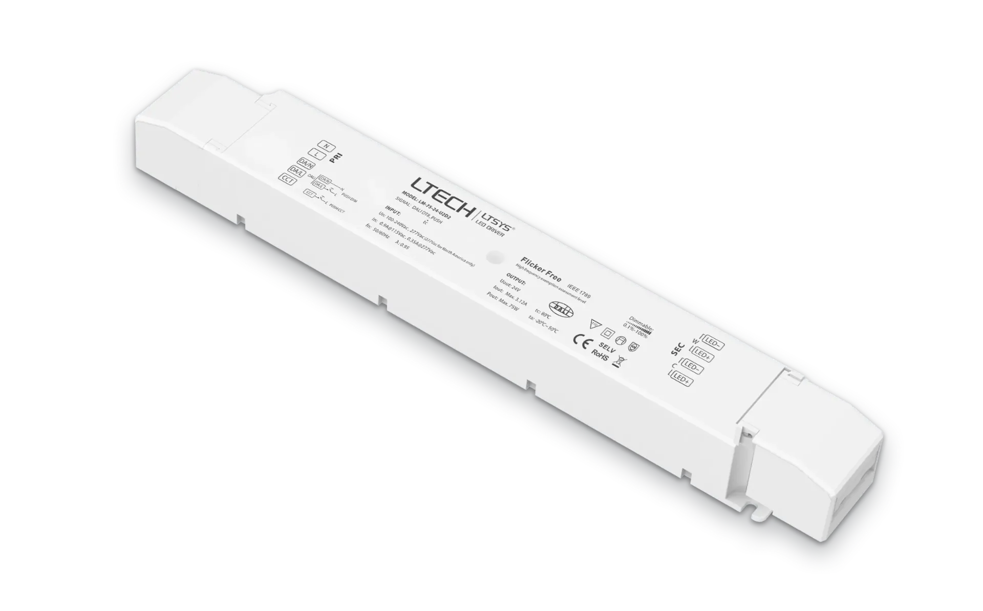 LTECH LTSYS Driver CV DALI 2CH 24V 75W - LM-75-24-U2D2