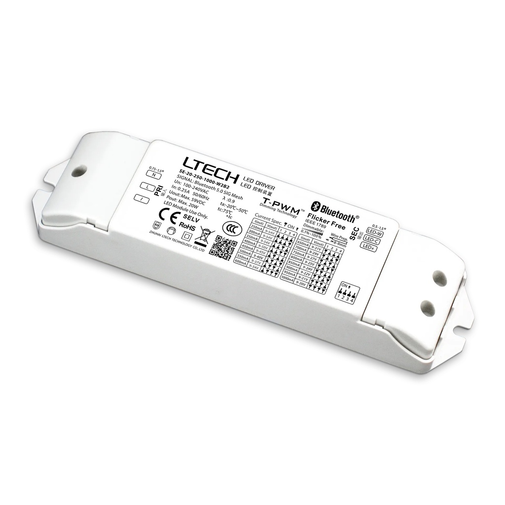 [2110551] LTECH Smart Driver 250-1000mA 20W - SE-20-250-1000-W2B2
