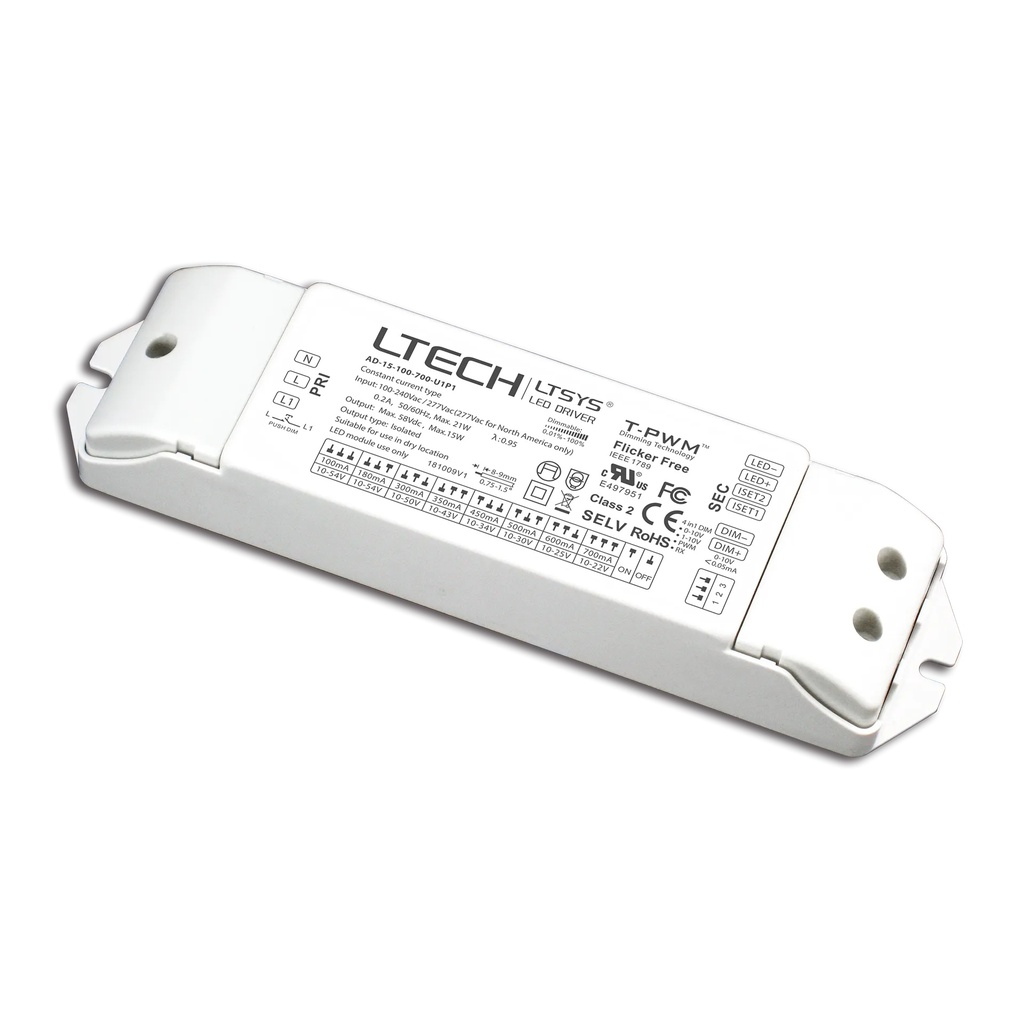 [2830110] LTECH LED Driver 0-10V 100-700mA - 15W - AD-15-100-700-U1P1