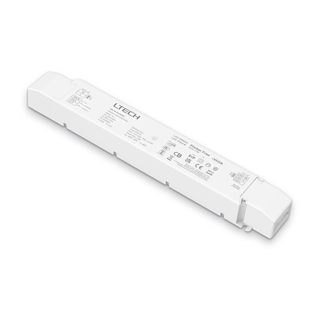 [2281801] LTECH LTSYS Driver CV DALI-2 DT6/DT8 2CH 24V 75W - LM-75-24-G2D2F