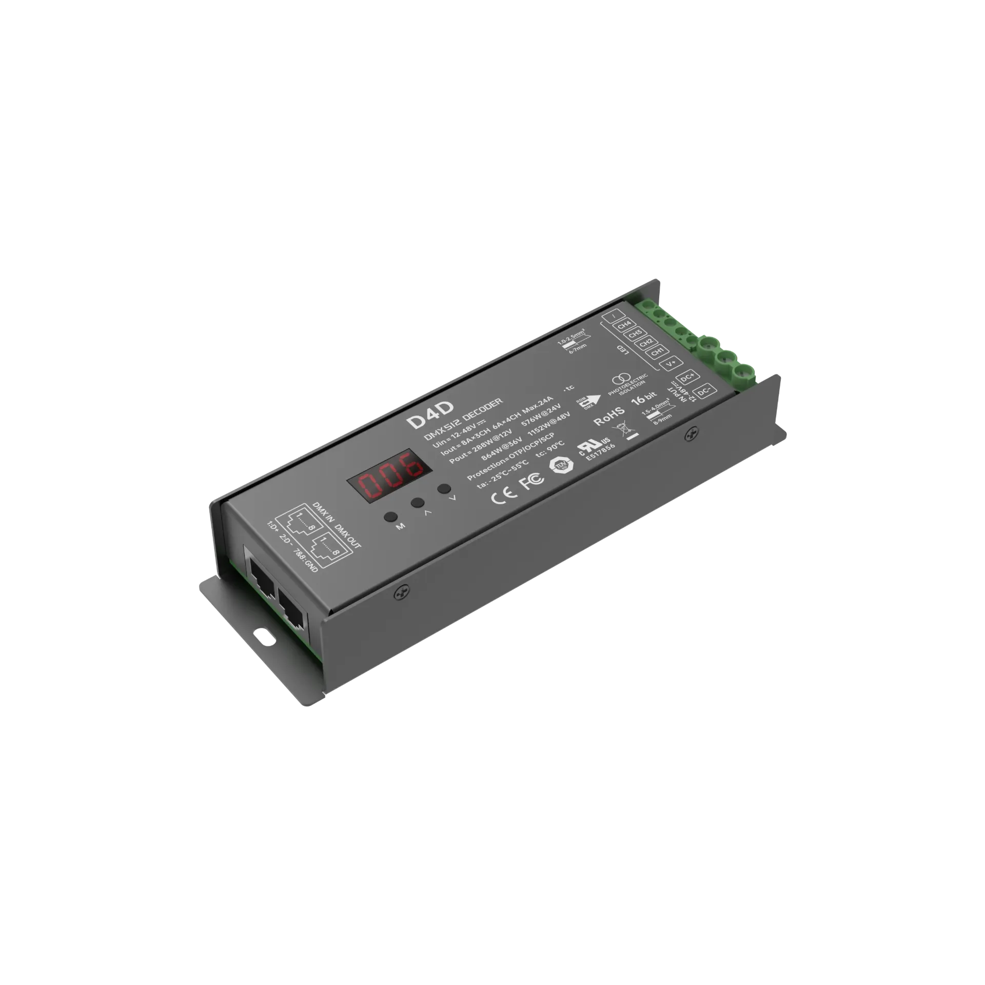 LTECH DMX LED driver CV 3x8A / 4x6A RJ45 - D4D