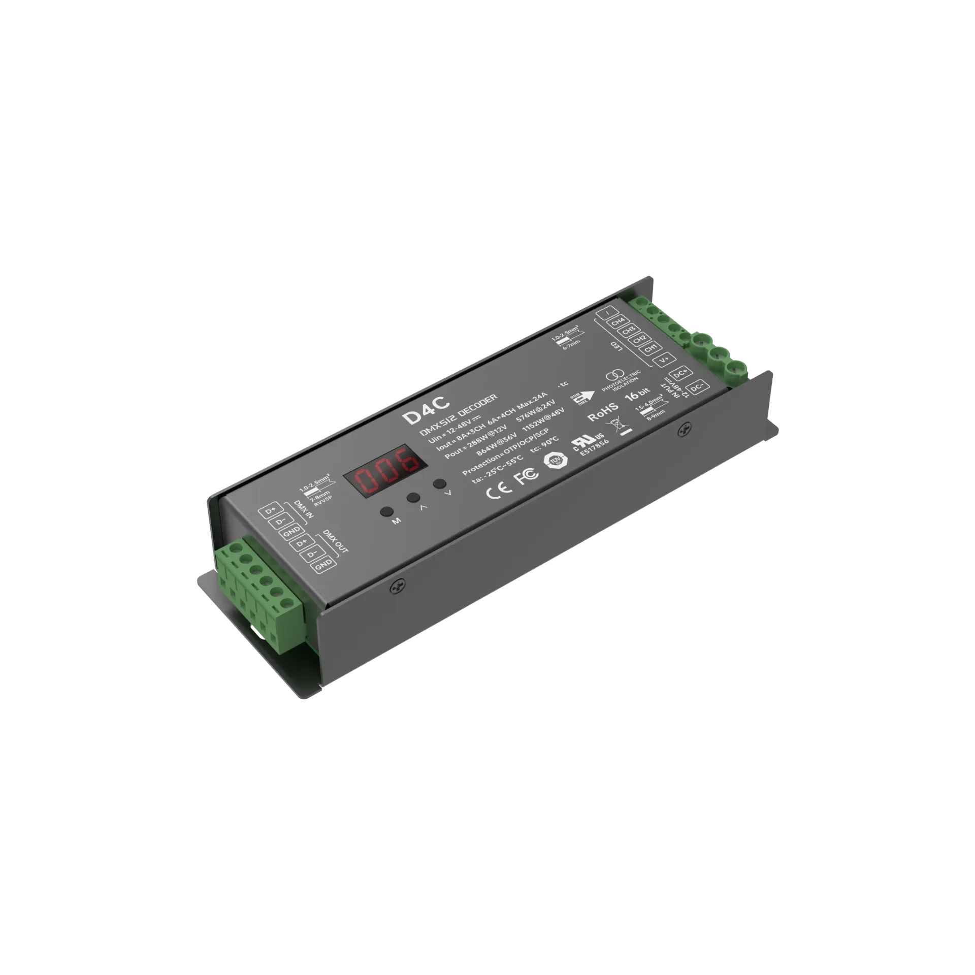 [2285421] LTECH DMX LED driver CV 3x8A / 4x6A screw terminal - D4C