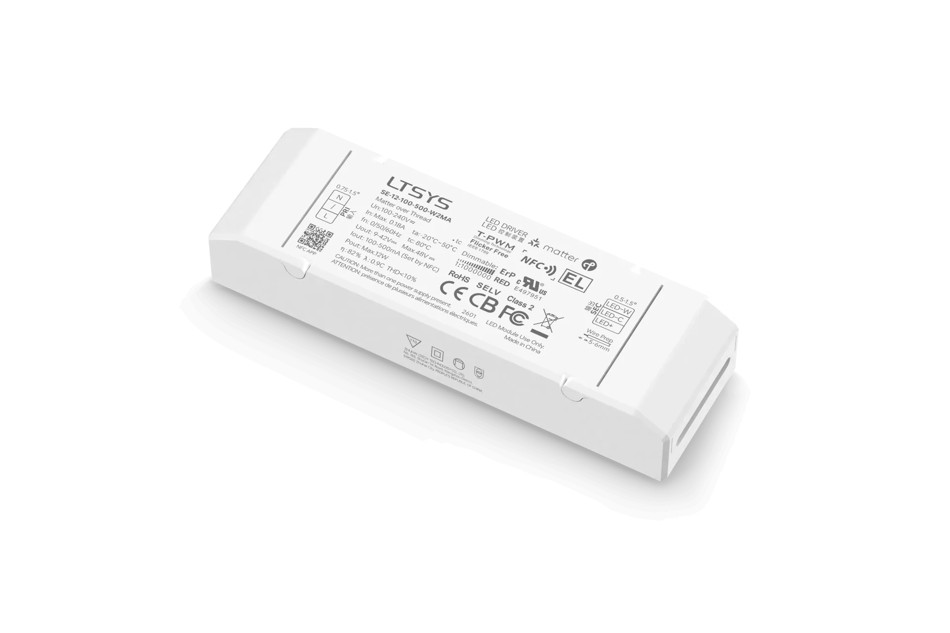 [2400431] LTECH LTSYS Driver CC Matter 1CH 100-500mA 12W - SE-12-100-500-W2MA