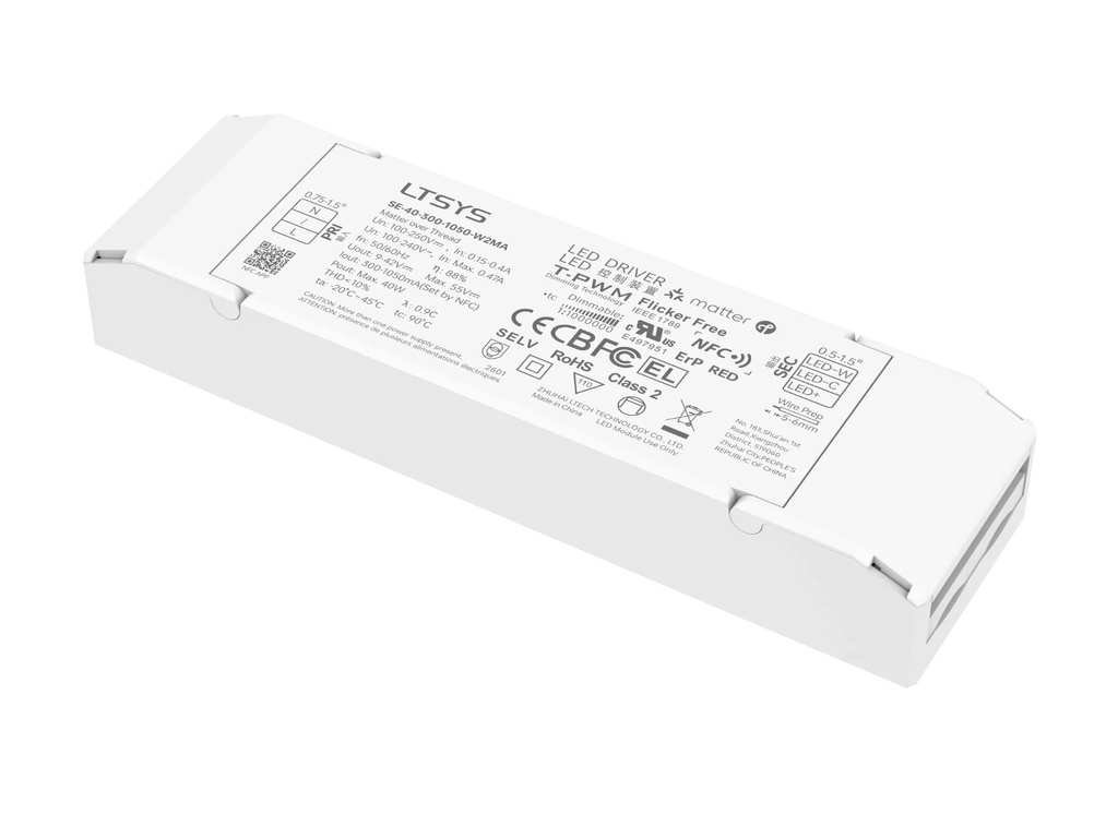 LTECH LTSYS Driver CC Matter 2CH 300-1050mA 40W - SE-40-300-1050-W2MA