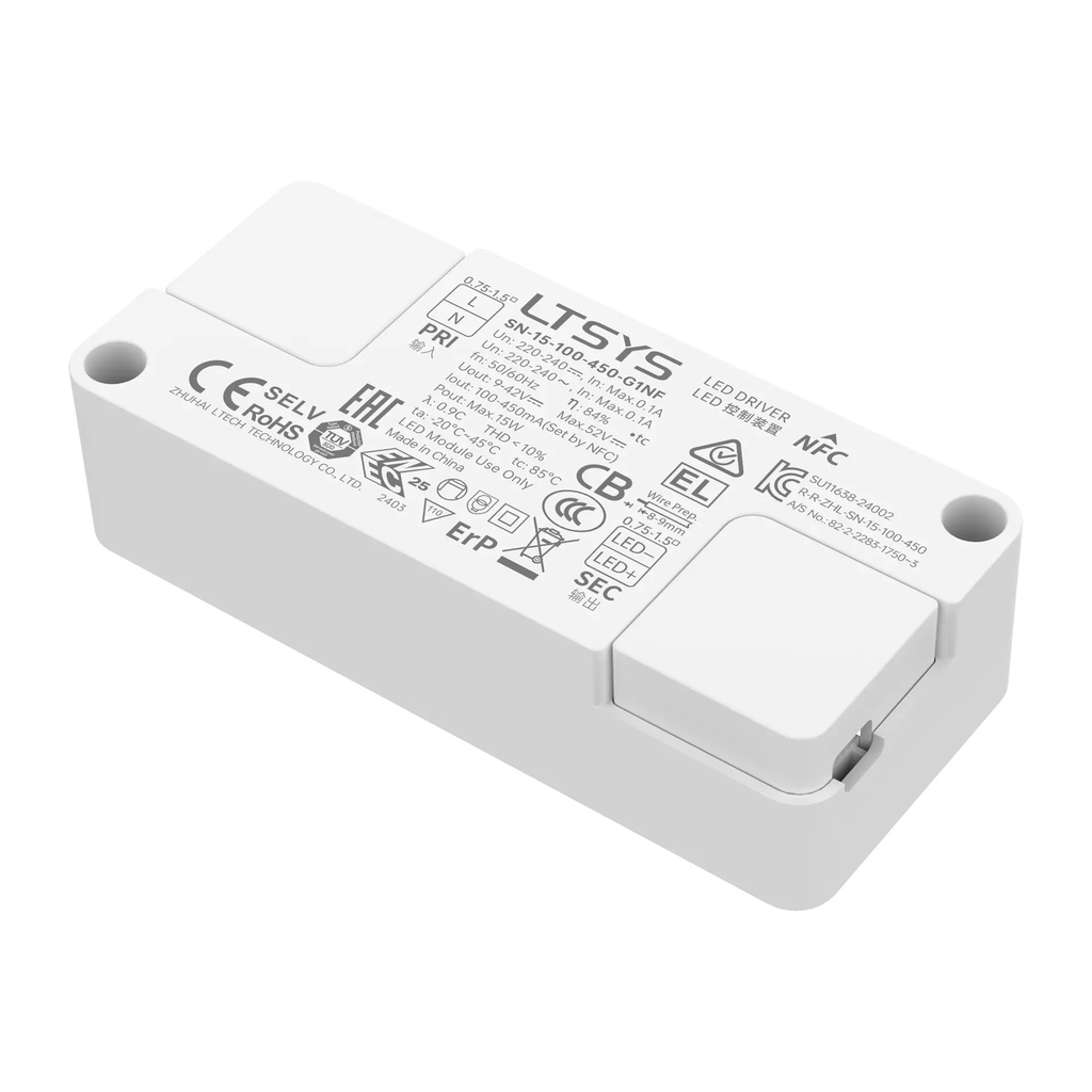 [2510302] LTECH LTSYS Driver On/Off CC 100-450mA 15W NFC - SN-15-100-450-G1NF