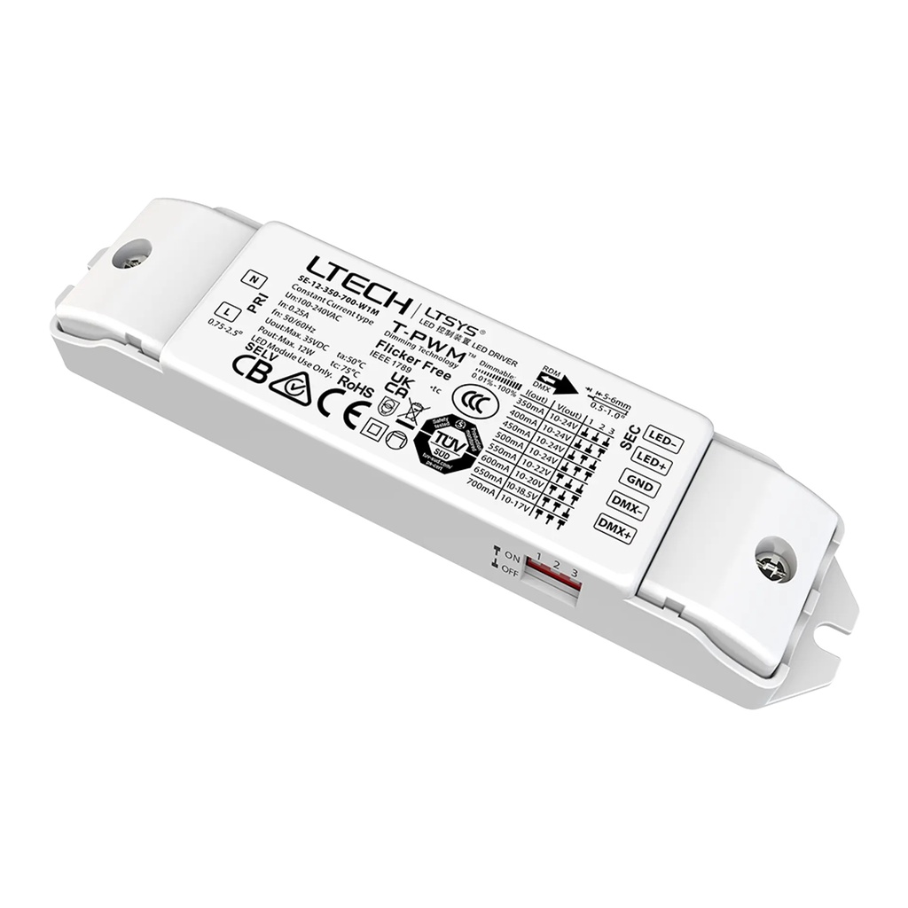LTECH LTSYS Driver CC DMX 1CH 350-700mA 12W - SE-12-350-700-W1M