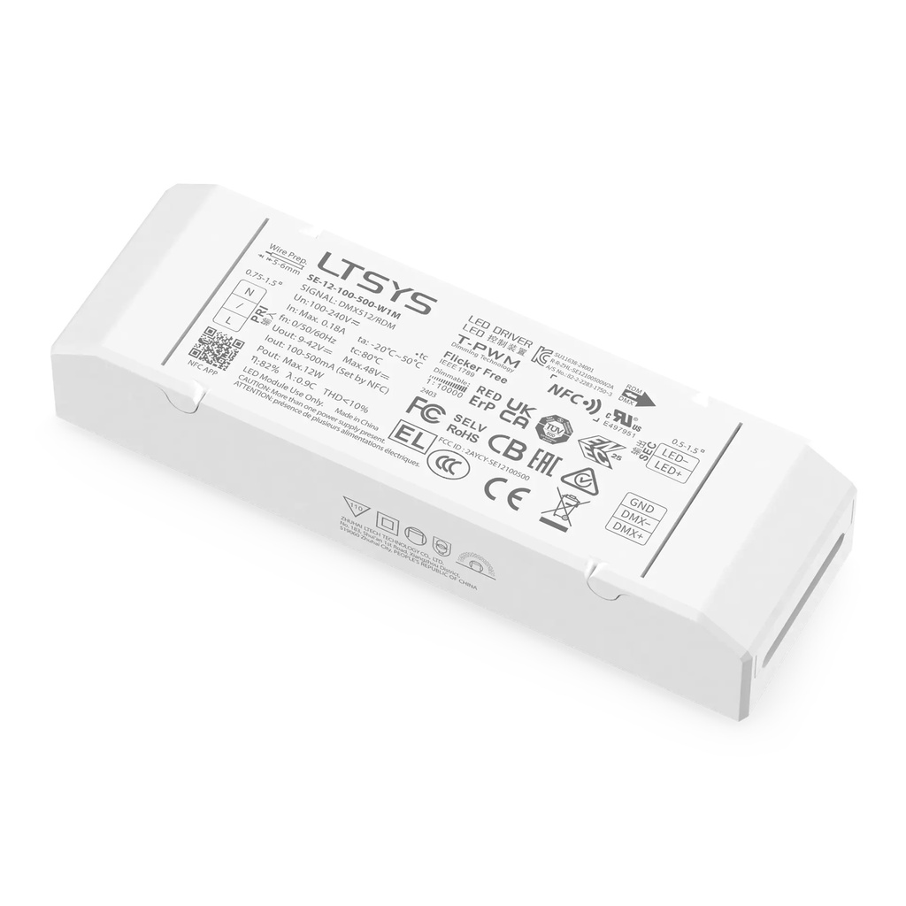[2278401] LTECH LTSYS Driver CC DMX 1CH 100-500mA 12W NFC - SE-12-100-500-W1M