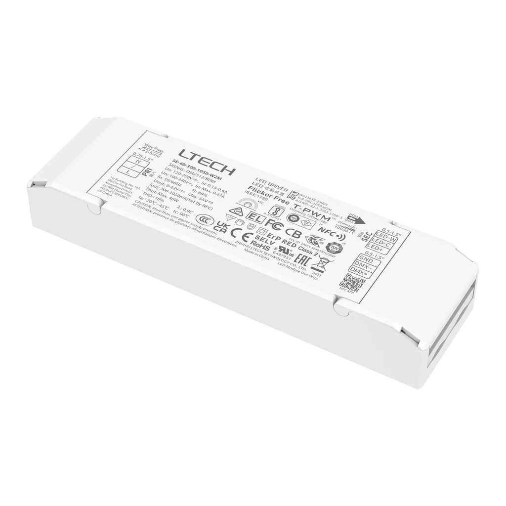 LTECH LTSYS Driver CC DMX 2CH 300-1050mA 40W NFC - SE-40-300-1050-W2M