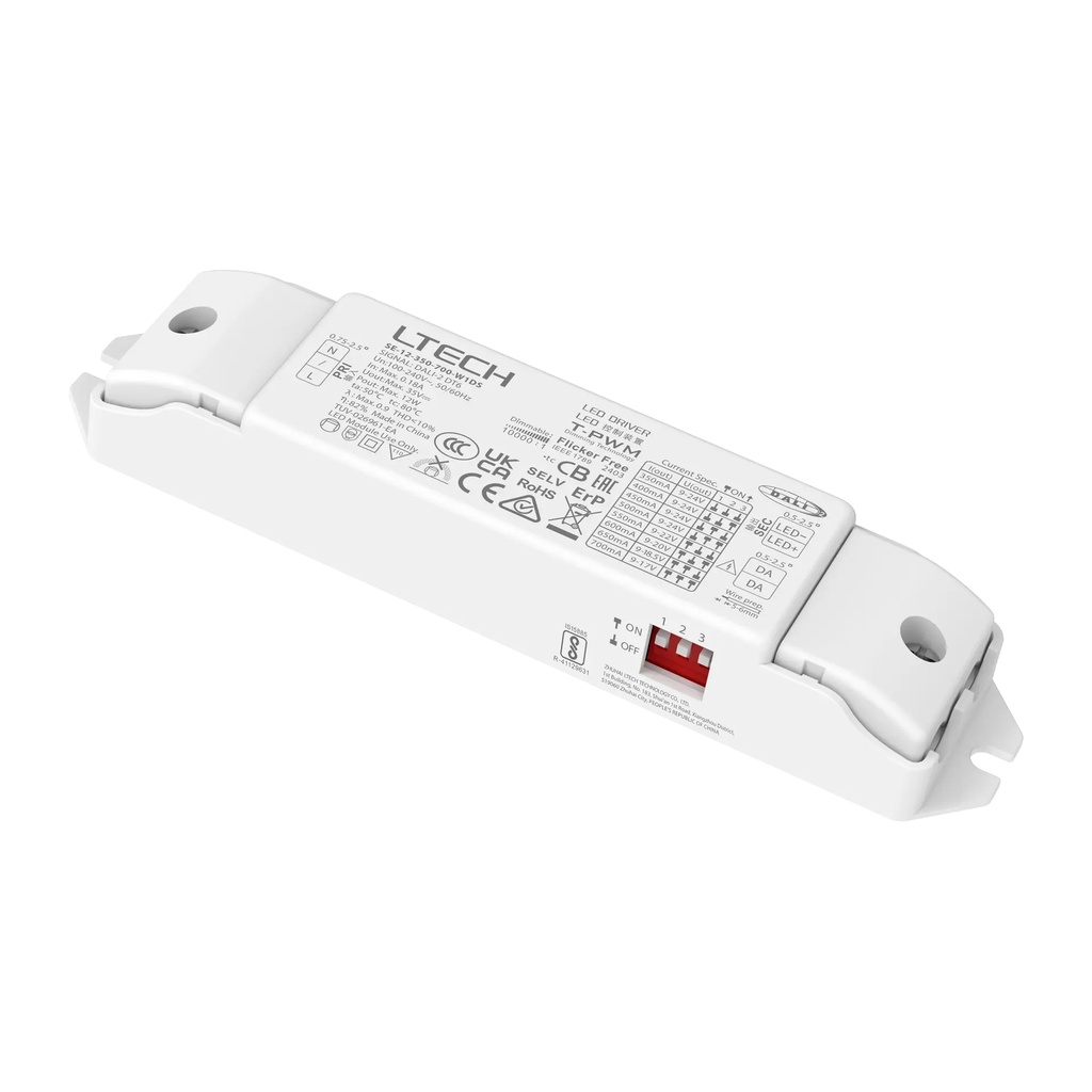 LTECH LTSYS Driver CC DALI DT6 1CH 350-700mA 12W - SE-12-350-700-W1DS
