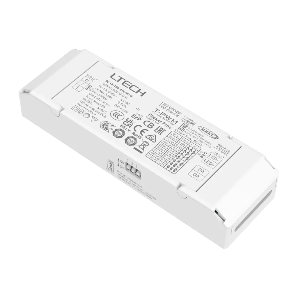 [2827009] LTECH LTSYS Driver CC DALI DT6 1CH 100-450mA 12W - SE-12-100-450-W1D