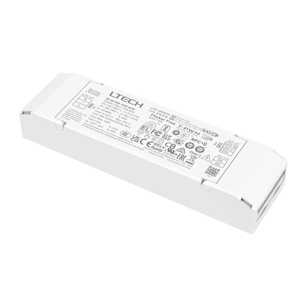 [2827001] LTECH LTSYS Driver CC DALI DT6/DT8 2CH 300-1050mA 40W NFC UL - SE-40-300-1050-W2D