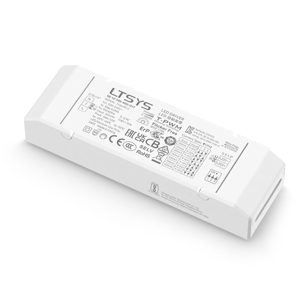 LTECH LTSYS Driver CC TRIAC 1CH 100-400mA 12W - SE-12-100-400-G1T