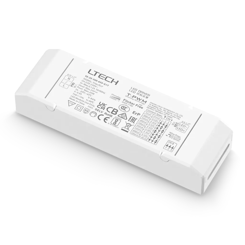 LTECH LTSYS Driver CC TRIAC 1CH 300-650mA 20W - SE-20-300-650-G1T