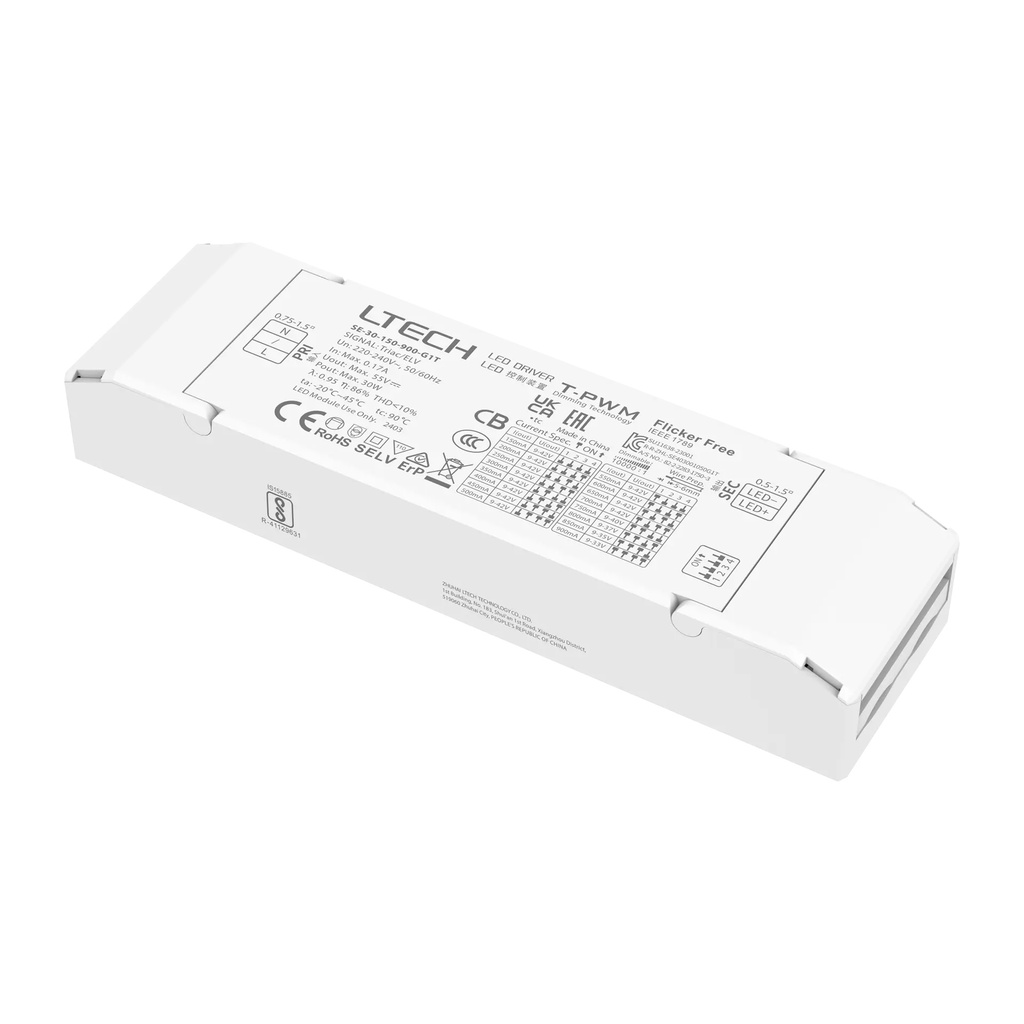 LTECH LTSYS Driver CC TRIAC 1CH 150-900mA 30W - SE-30-150-900-G1T